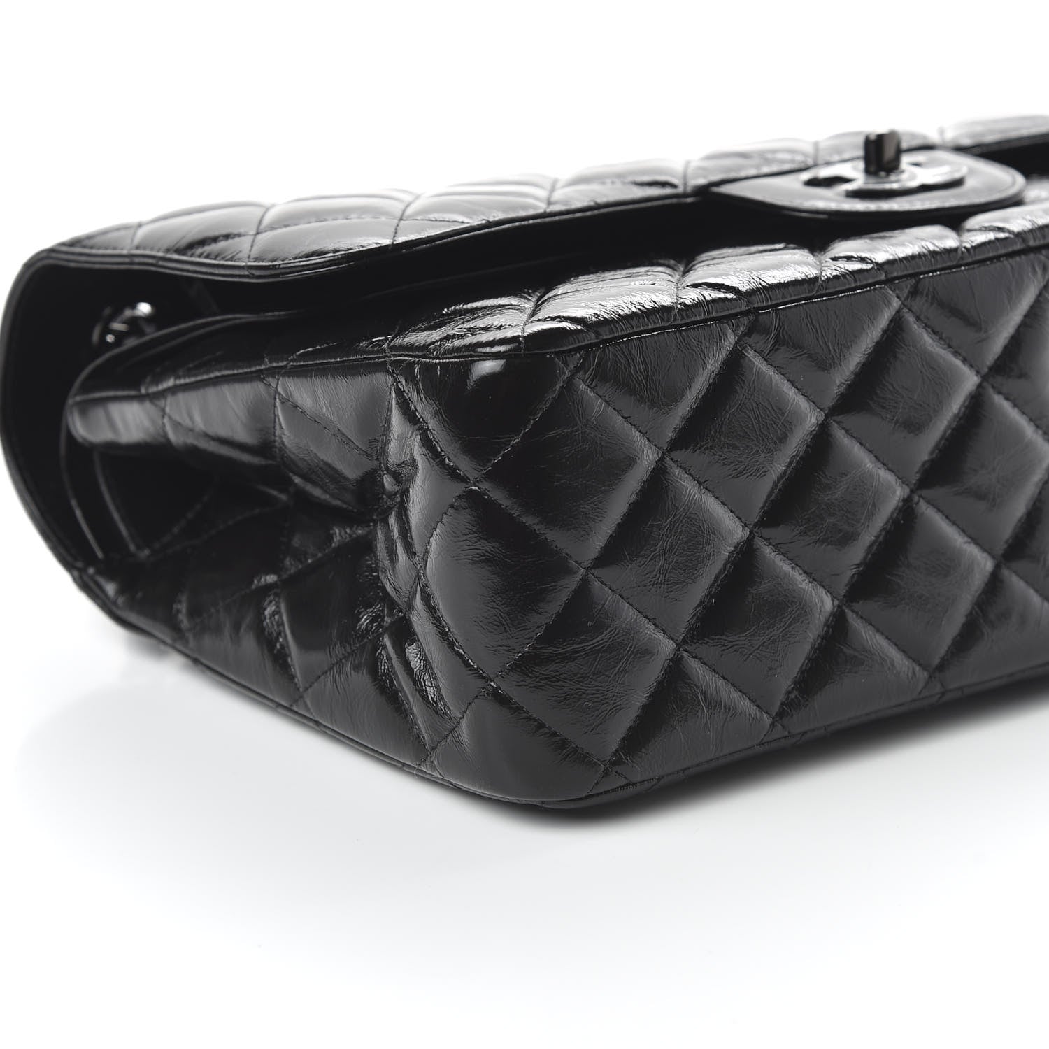 Chanel Shiny Distressed Calfskin Quilted Jumbo Double Flap So Black 6 of 11