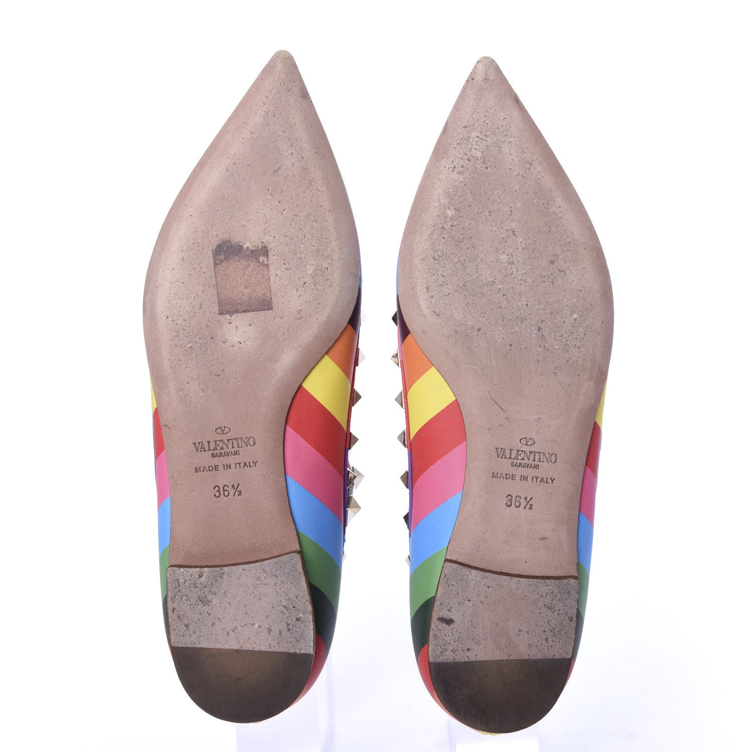 Valentino Garavani Calfskin 1973 Rockstud Cage Ballerina Flats 36.5 Multicolor 5 of 9