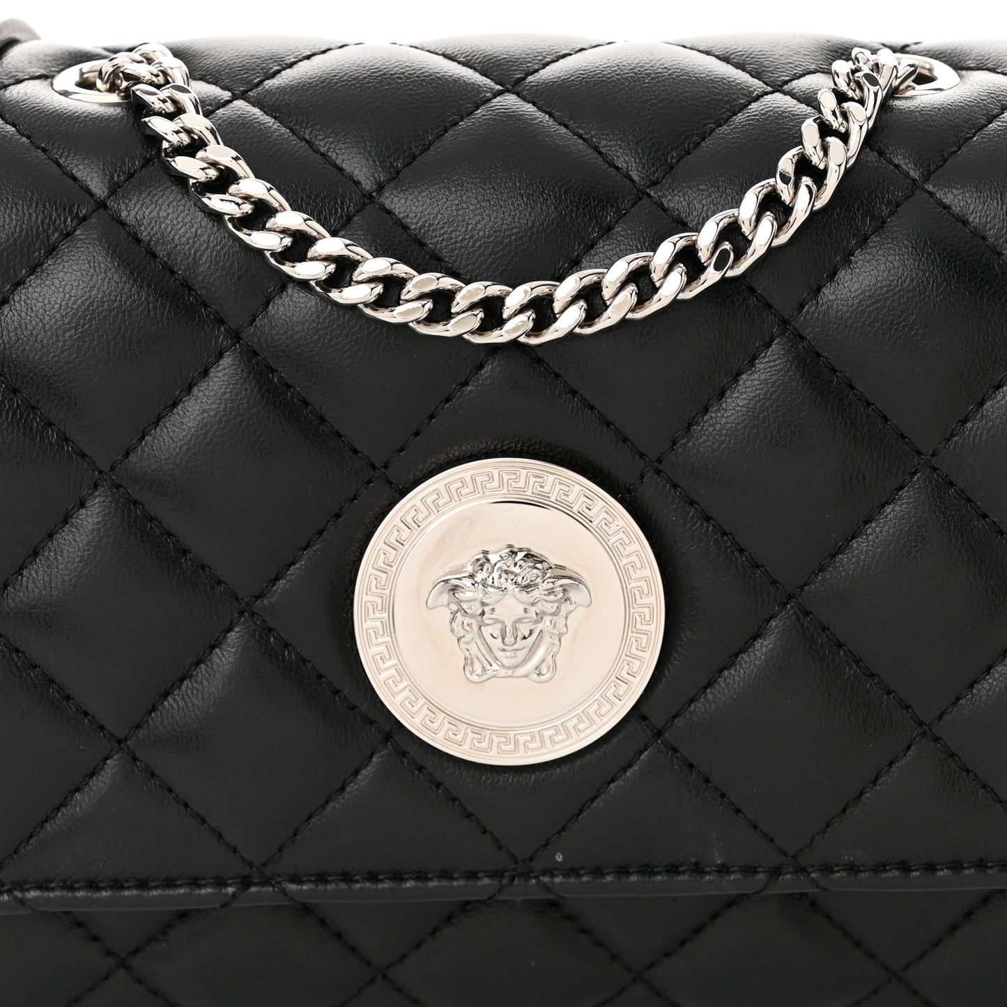 Nappa Quilted Medusa Small Chain Shoulder Bag Black