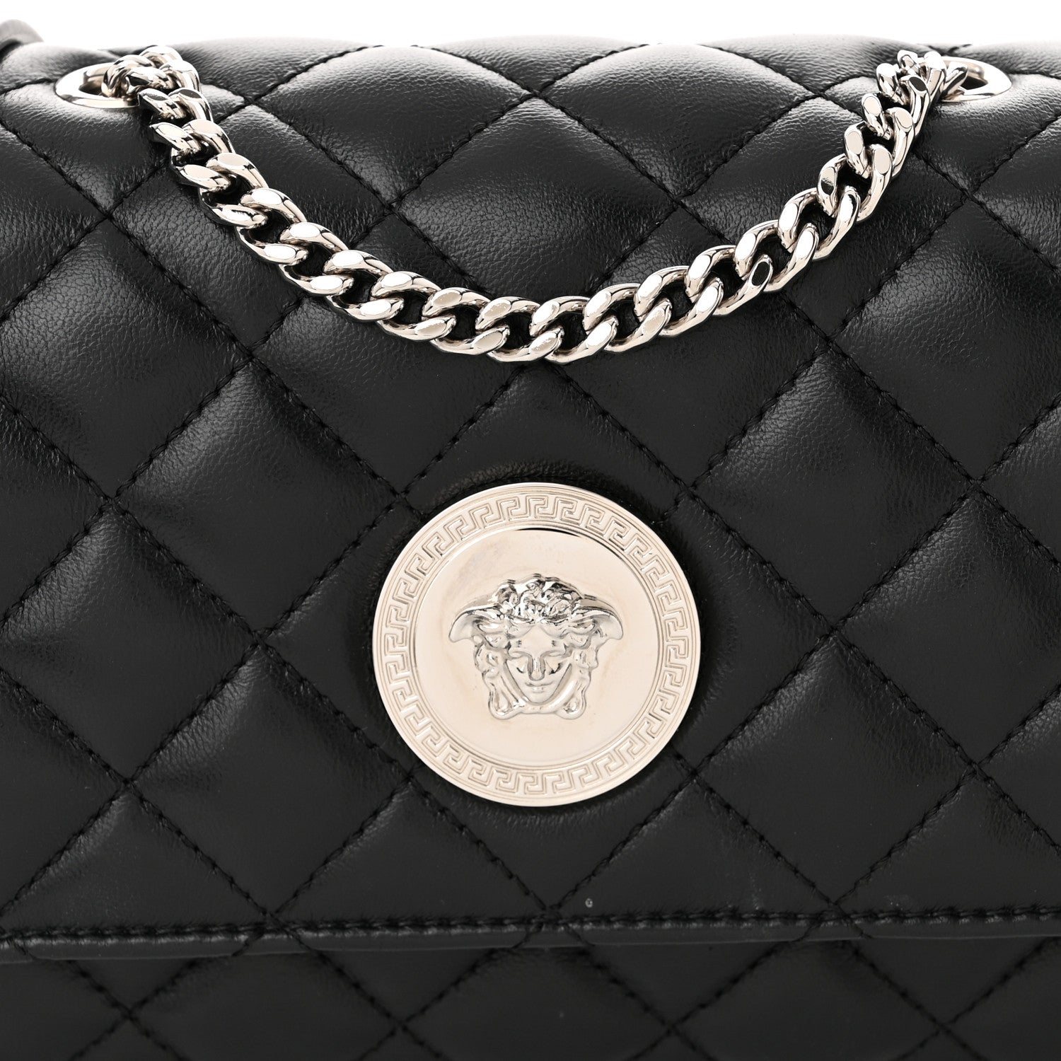 Versace Nappa Quilted Medusa Small Chain Shoulder Bag Black 7 of 9