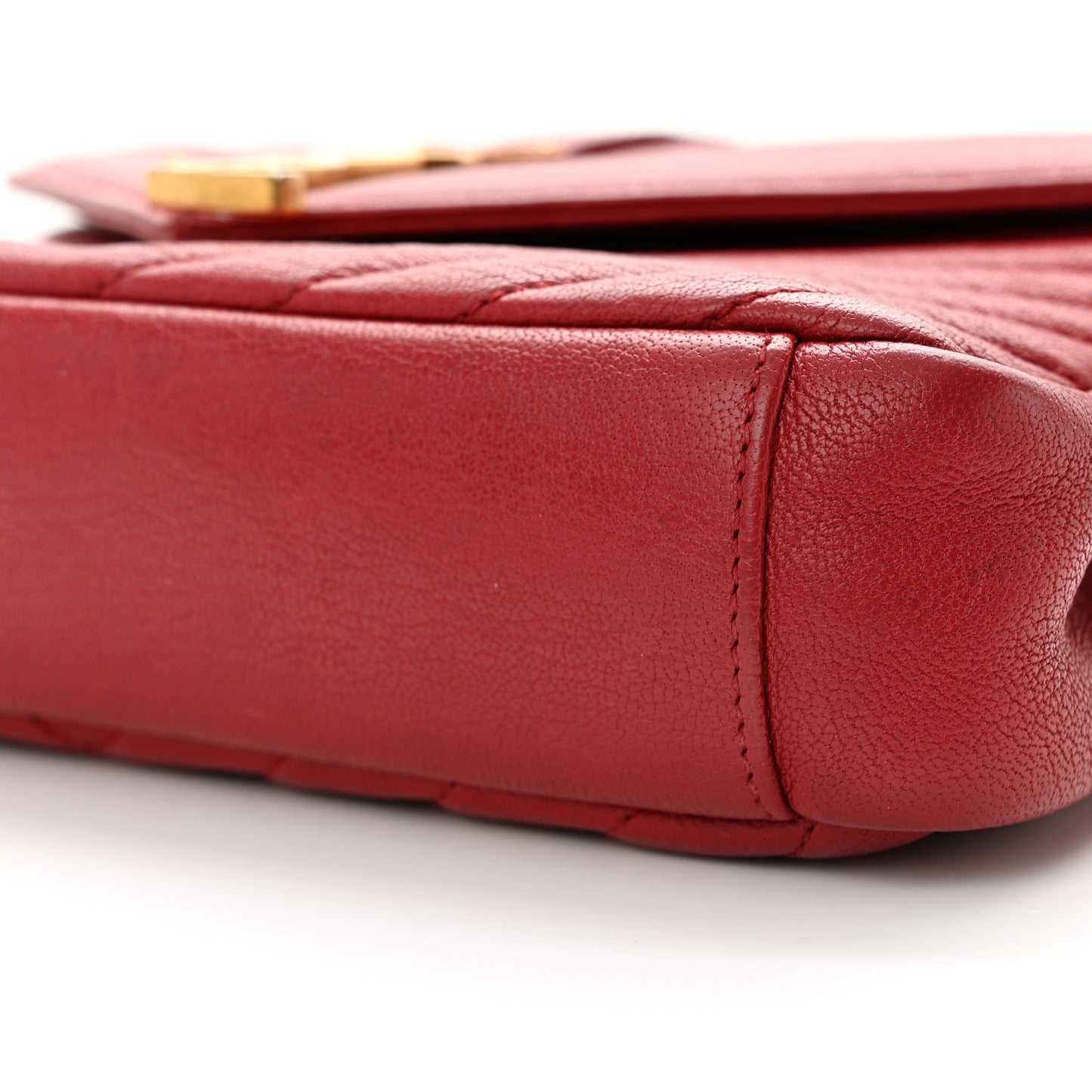 Sheepskin Matelasse Chevron Monogram Medium College Bag Rouge