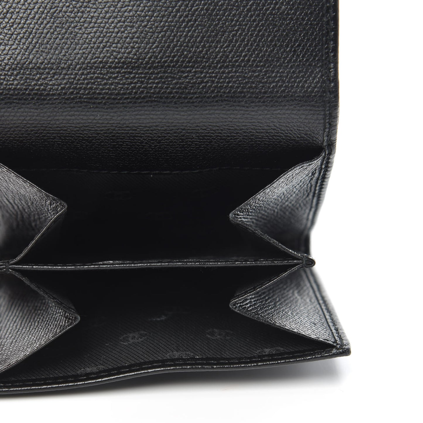 Grained Calfskin CC Button Flap Wallet Black
