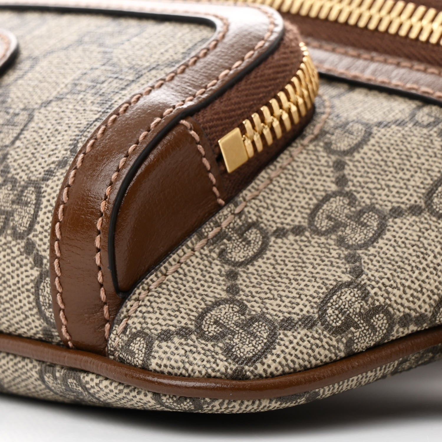 Gucci GG Supreme Monogram Textured Calfskin Retro Interlocking G Belt Bag Beige Ebony Brown Sugar 10 of 11