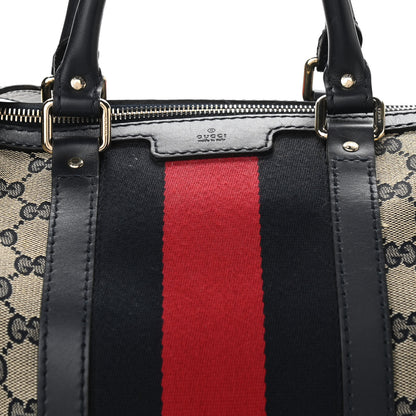 Gucci Monogram Selleria Calfskin Vintage Web Medium Boston Beige Blue 8 of 10