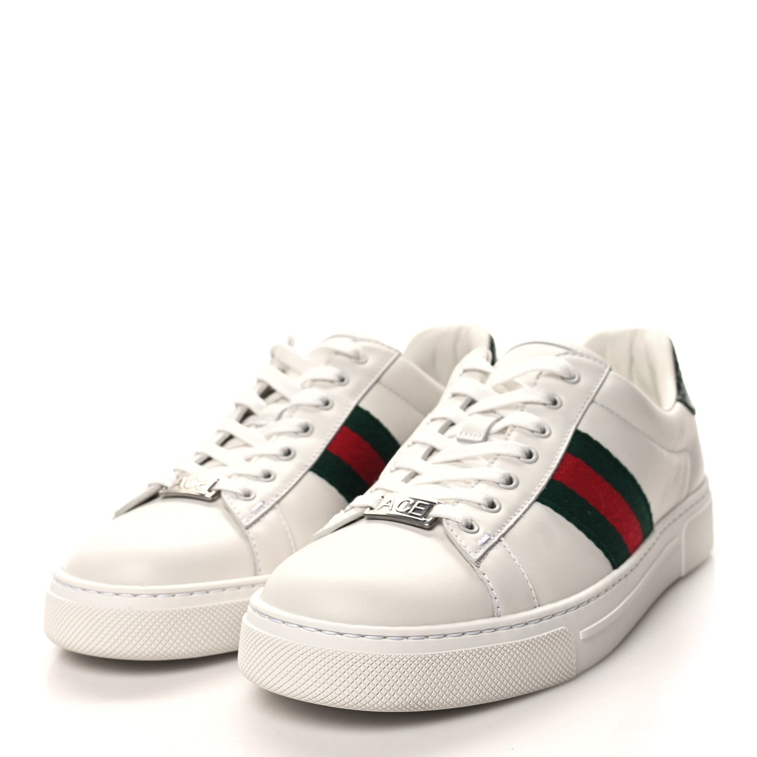 Gucci Calfskin Crocodile Web Womens Ace Sneakers 37 White Green 3 of 10