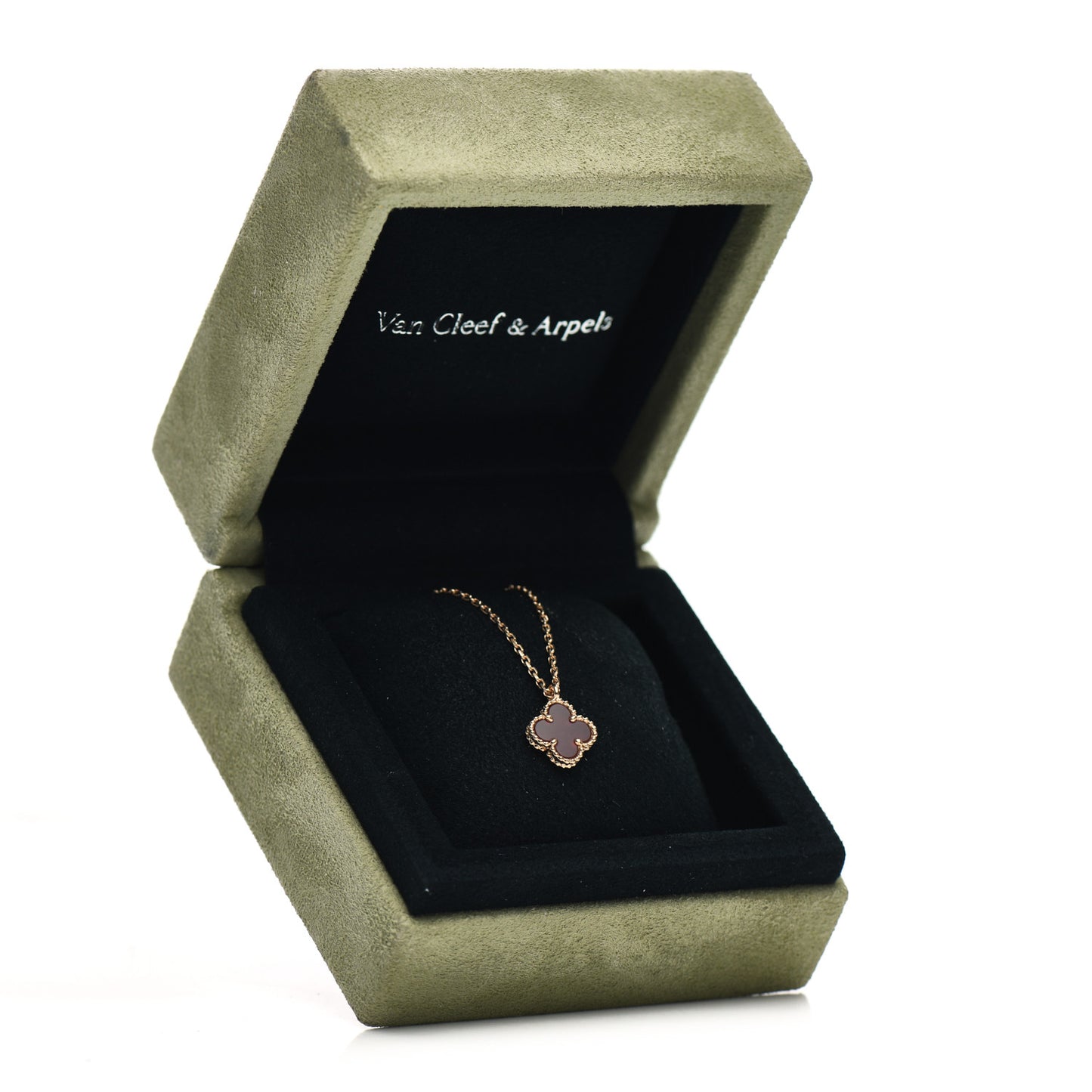 18K Rose Gold Carnelian Sweet Alhambra Pendant Necklace