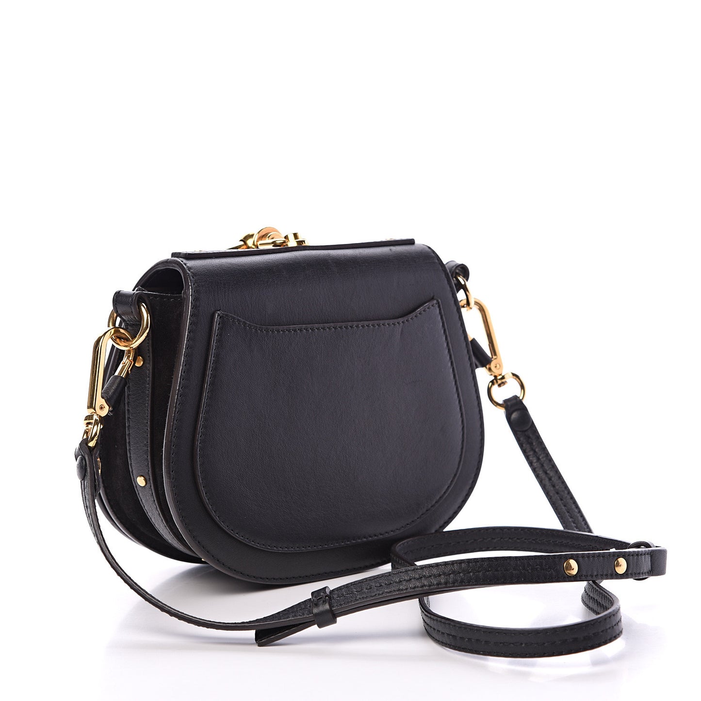 Calfskin Suede Quilted Small Nile Bracelet Bag Black