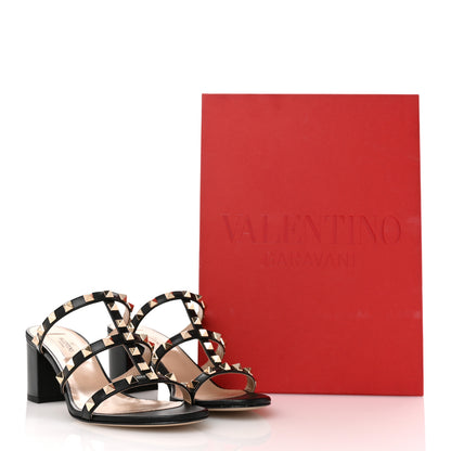 Valentino Garavani Calfskin Rockstud 60mm Caged Slide Sandals 36.5 Black 10 of 10