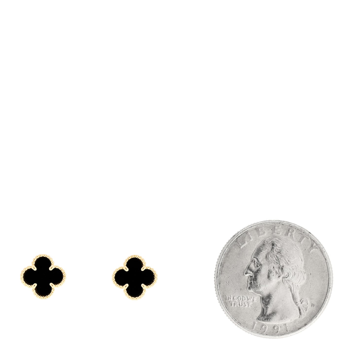 18K Yellow Gold Black Onyx Sweet Alhambra Earrings