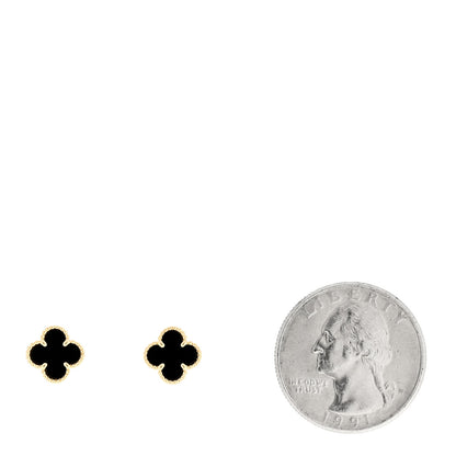 Van Cleef & Arpels 18K Yellow Gold Black Onyx Sweet Alhambra Earrings 2 of 5