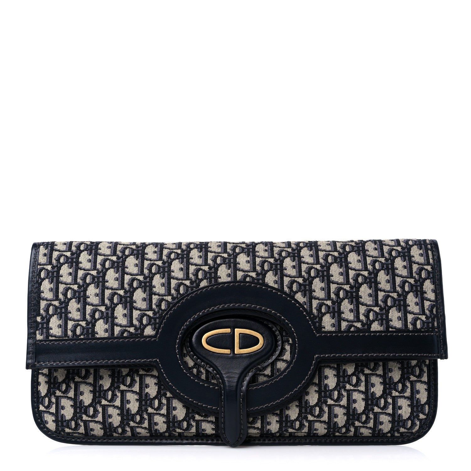 Christian Dior Oblique Fold Over Clutch Blue 1 of 10