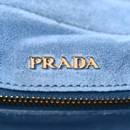 Prada Shearling Fur Calfskin Suede Shoulder Bag Red 6 of 11