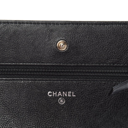 Chanel Crumpled Calfskin Quilted Wallet On Chain WOC So Black 6 of 8