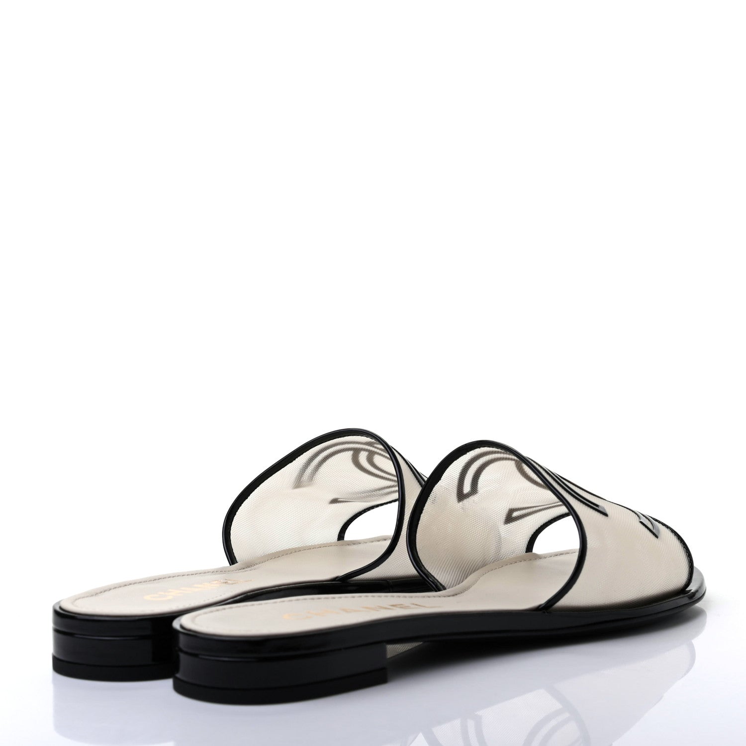 Chanel Mesh Patent Calfskin CC Sandal Mule 38.5 White Black 4 of 10