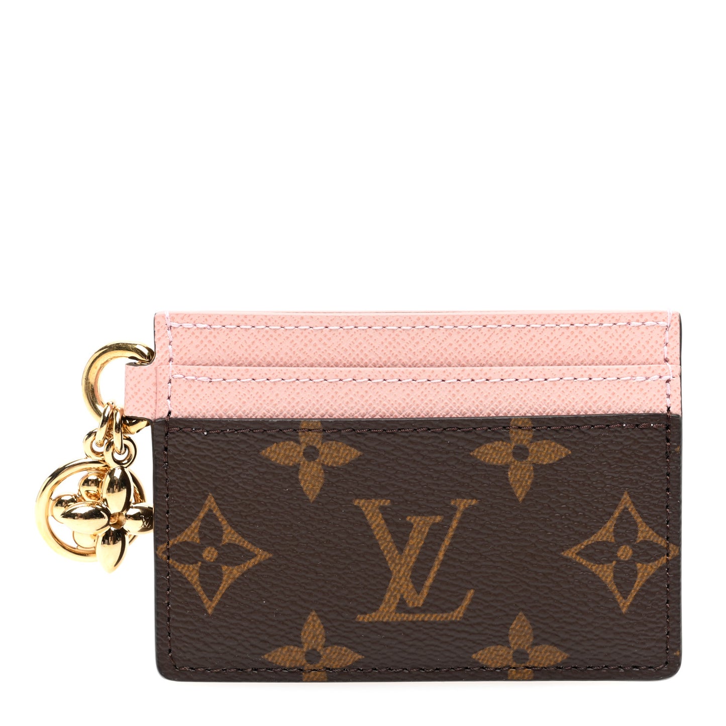 Monogram LV Charms Card Holder Rose Ballerine