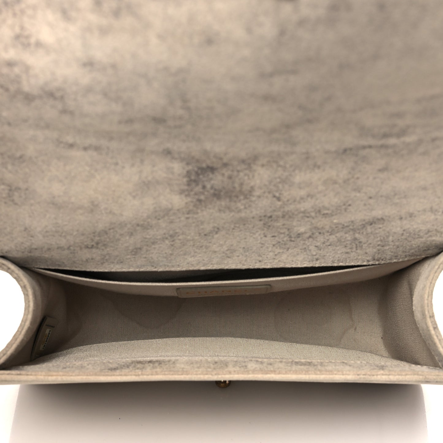 Iridescent Calfskin Quilted Medium Boy Flap Beige