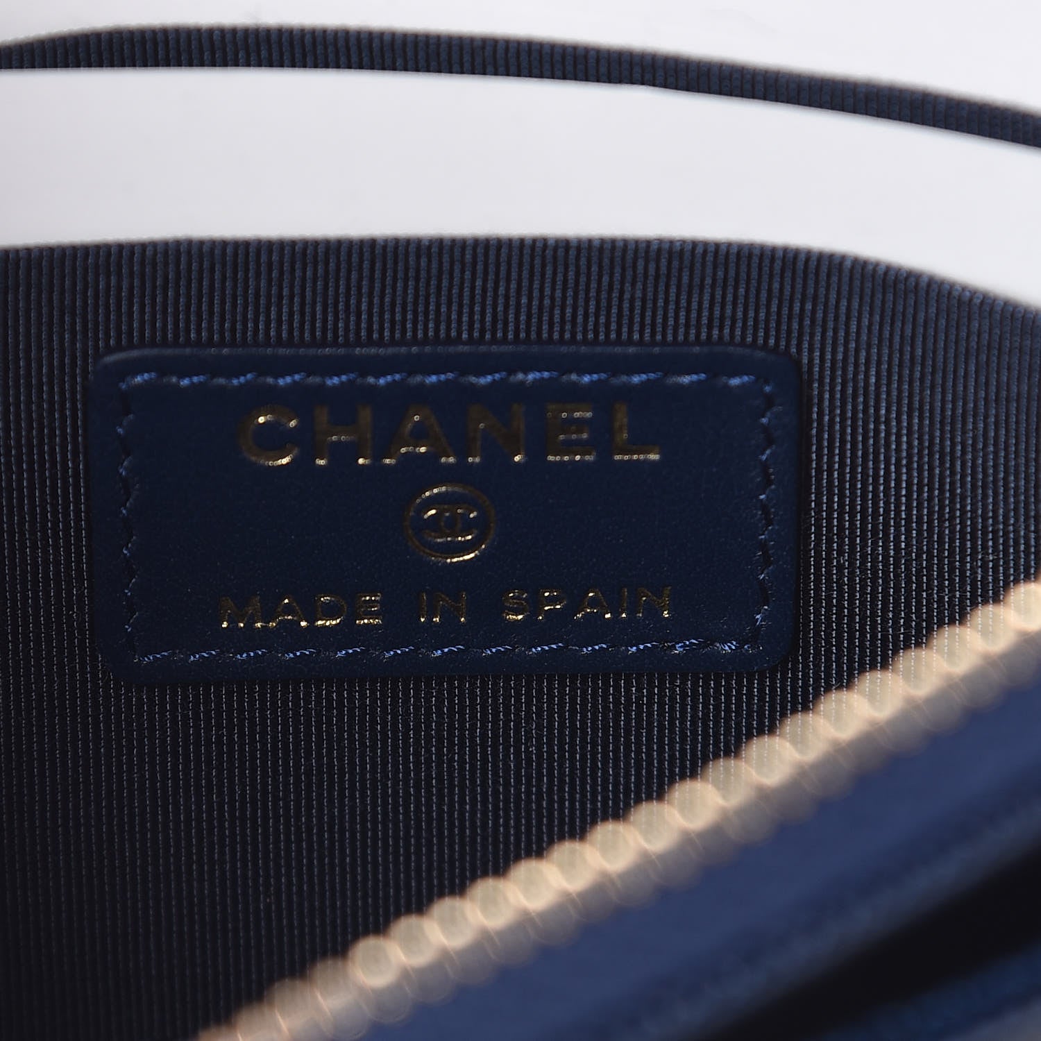 Chanel Caviar Quilted Classic Zip Boy Pouch Navy 6 of 8