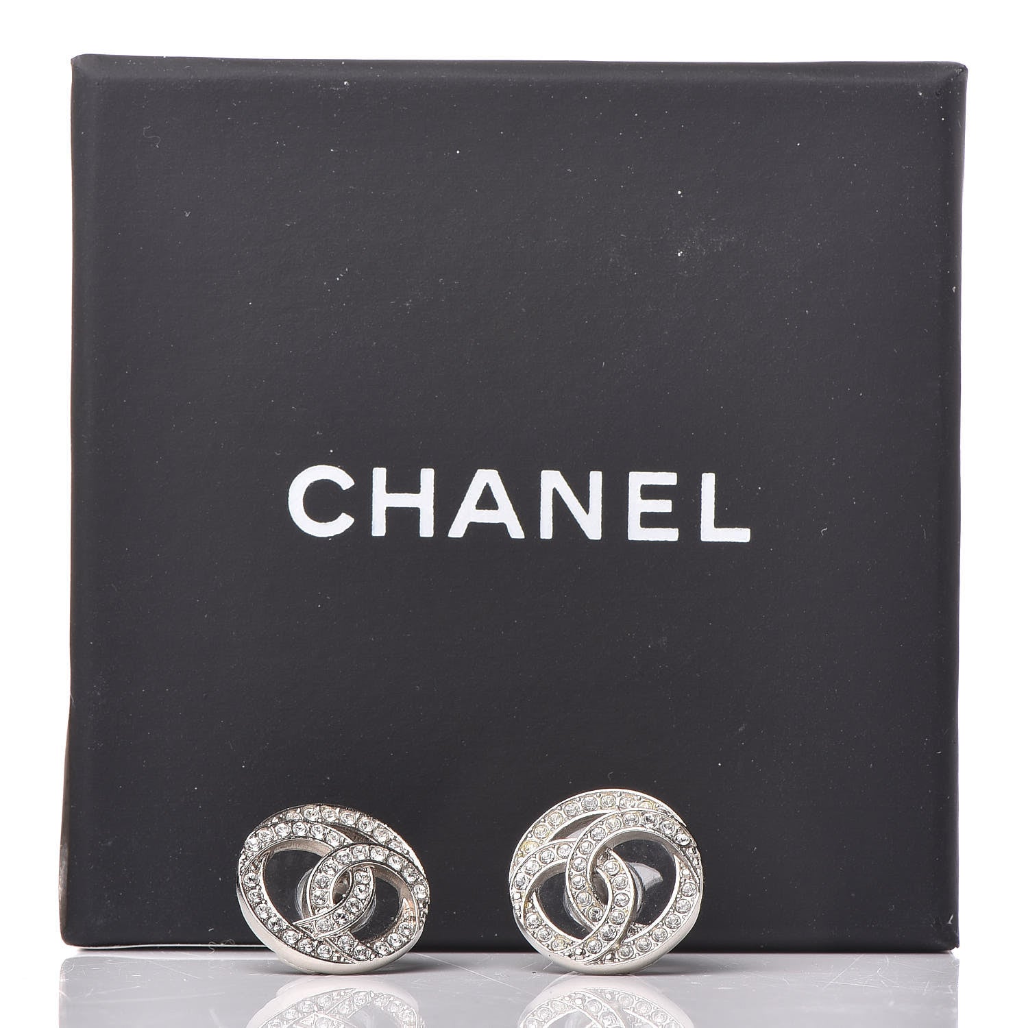 Chanel Crystal CC Earrings Silver 5 of 5