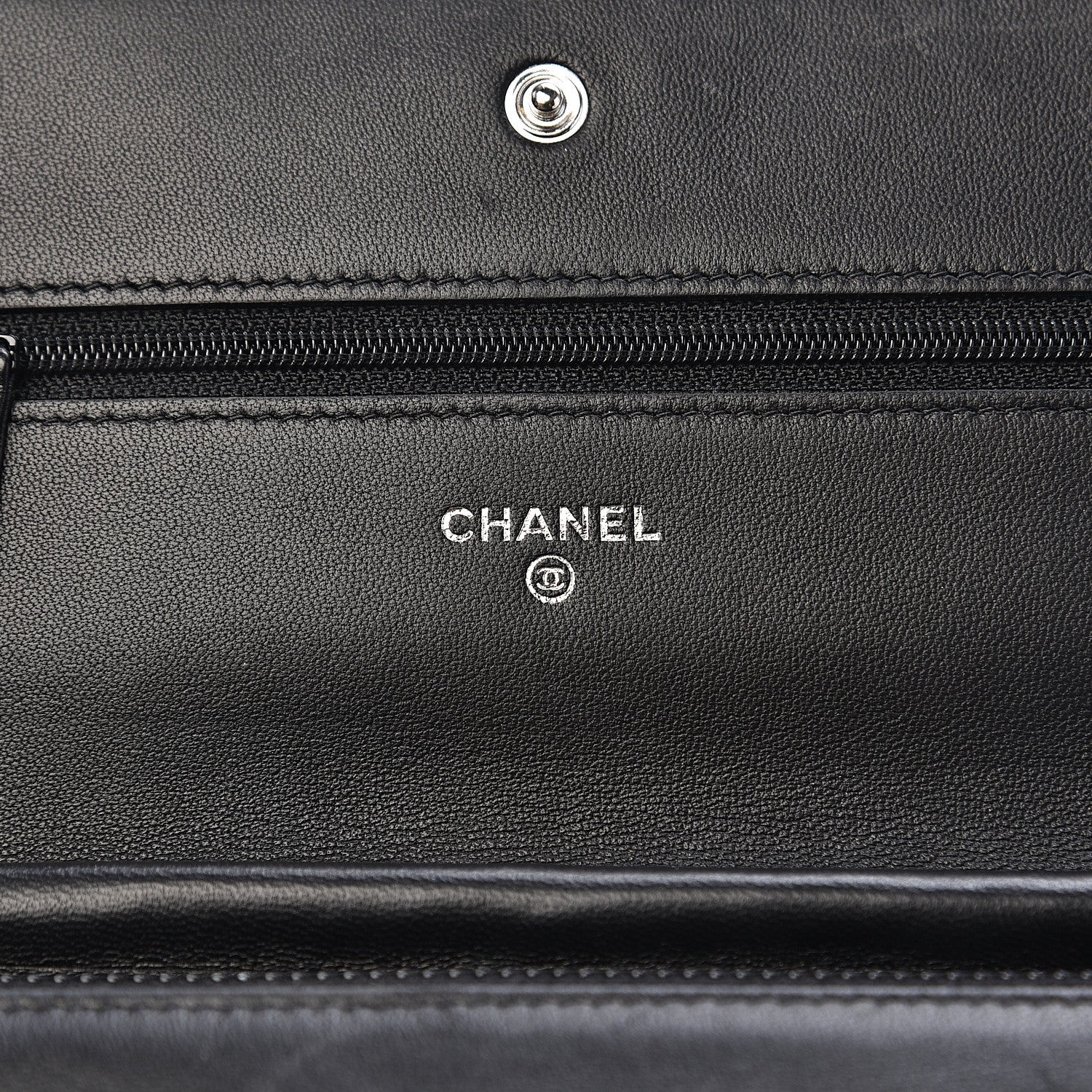 Chanel Lambskin Camellia Embossed Wallet on Chain WOC Black 5 of 11