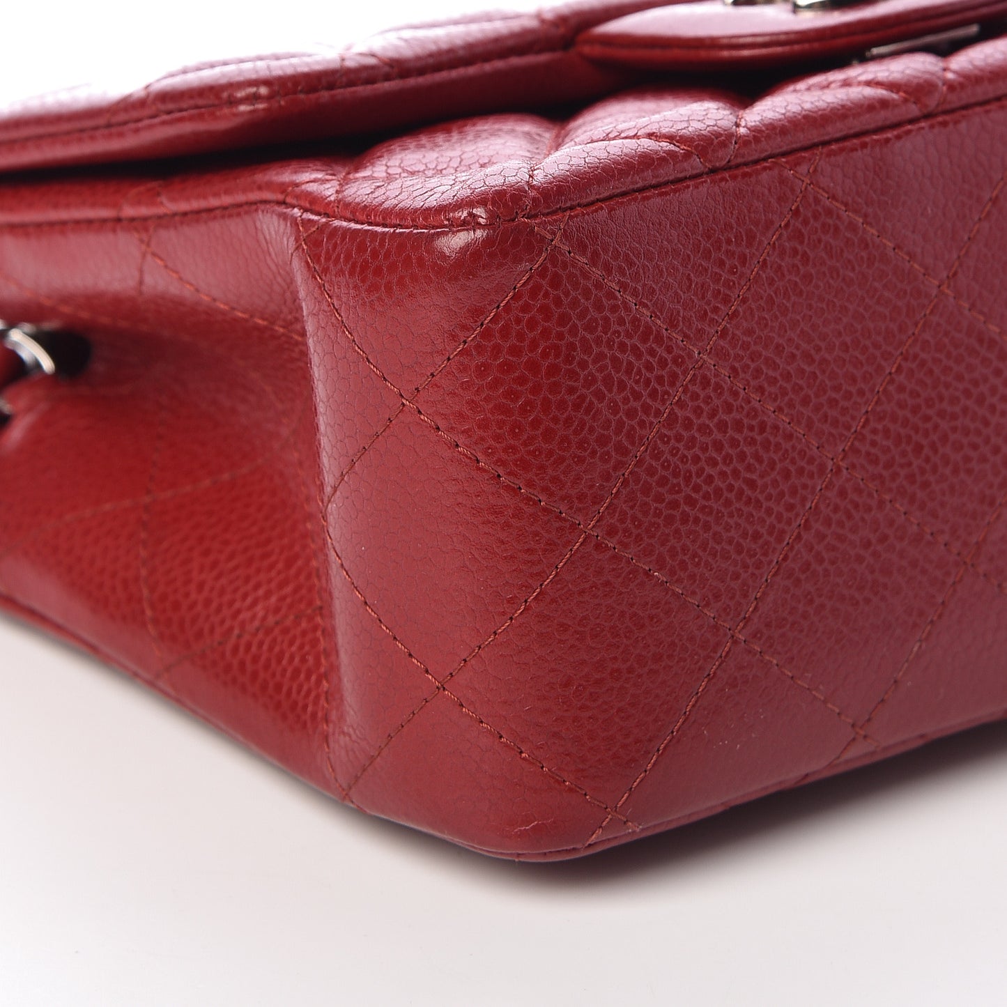 Caviar Quilted Mini Square Flap Red