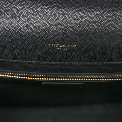 Saint Laurent Grain De Poudre Matelasse Chevron Large Monogram Satchel Black 5 of 9