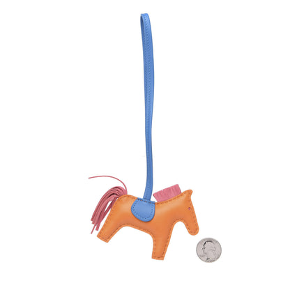 Hermes Milo Lambskin Grigri Rodeo Horse Bag Charm PM Orange Blue Zanzibar Rose Azalee 2 of 4