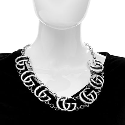 Gucci Sterling Silver Double G Marmont Statement Necklace 2 of 6