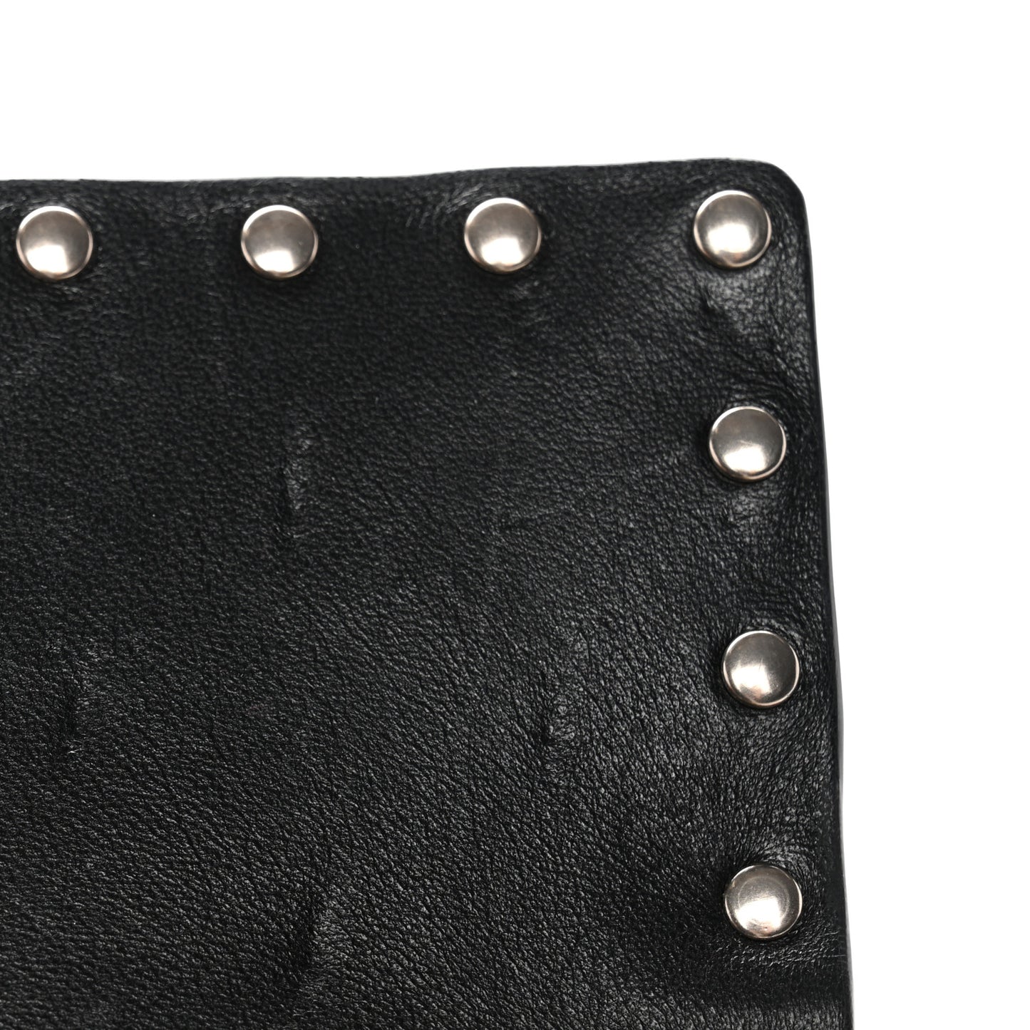 Metallic Wrinkled Lambskin Rockstud Spike Wallet on Chain Mekong