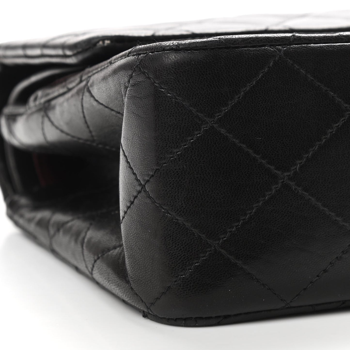Lambskin Quilted Medium Double Flap Black