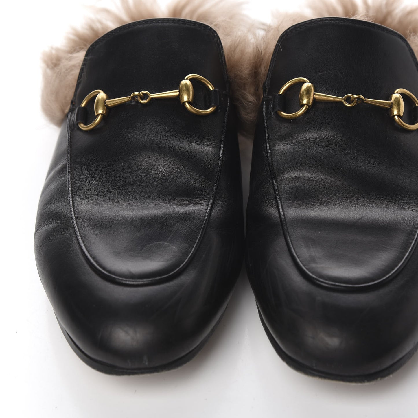 Calfskin Fur Womens Princetown Slippers 38 Black