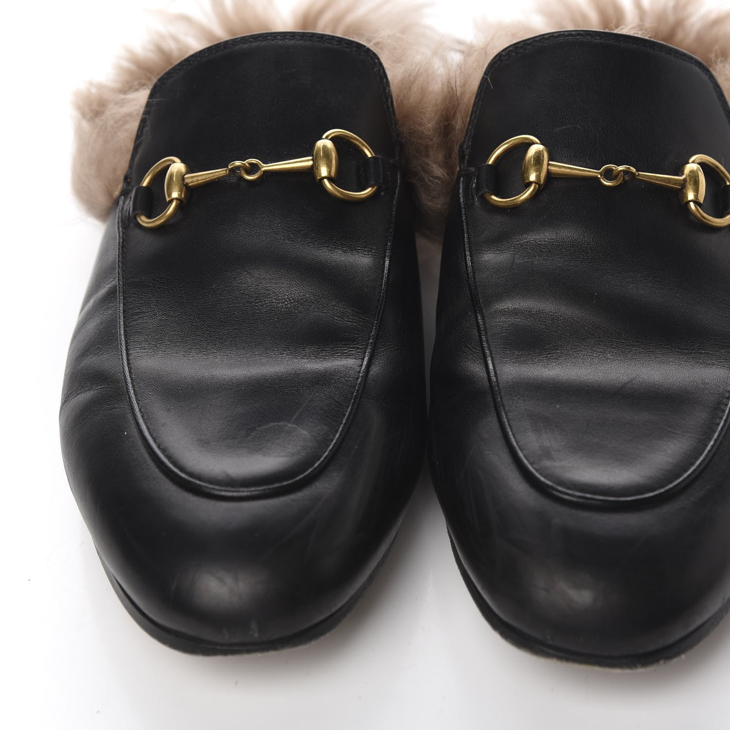 Gucci Calfskin Fur Womens Princetown Slippers 38 Black 10 of 13