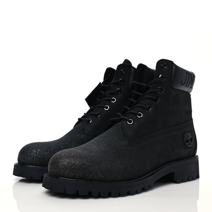 Jimmy Choo X TIMBERLAND Nubuck Glitter Ankle Boots 7 Black Gunmetal 3 of 8