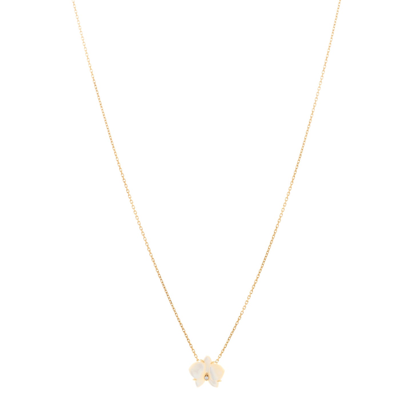 18K Yellow Gold Mother Of Pearl Diamond Caresse D'Orchidees Par Cartier Necklace