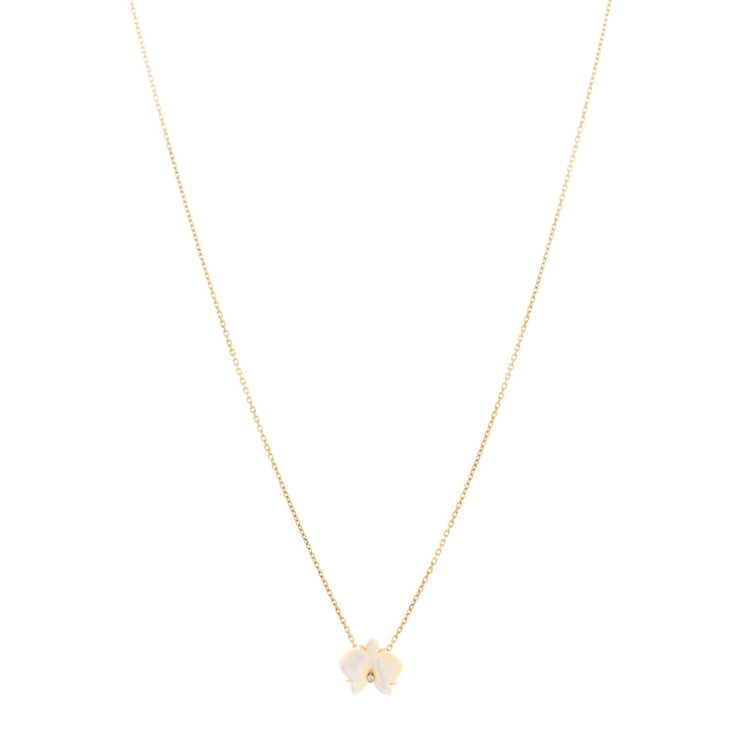 Cartier 18K Yellow Gold Mother Of Pearl Diamond Caresse D'Orchidees Par Cartier Necklace 1 of 4