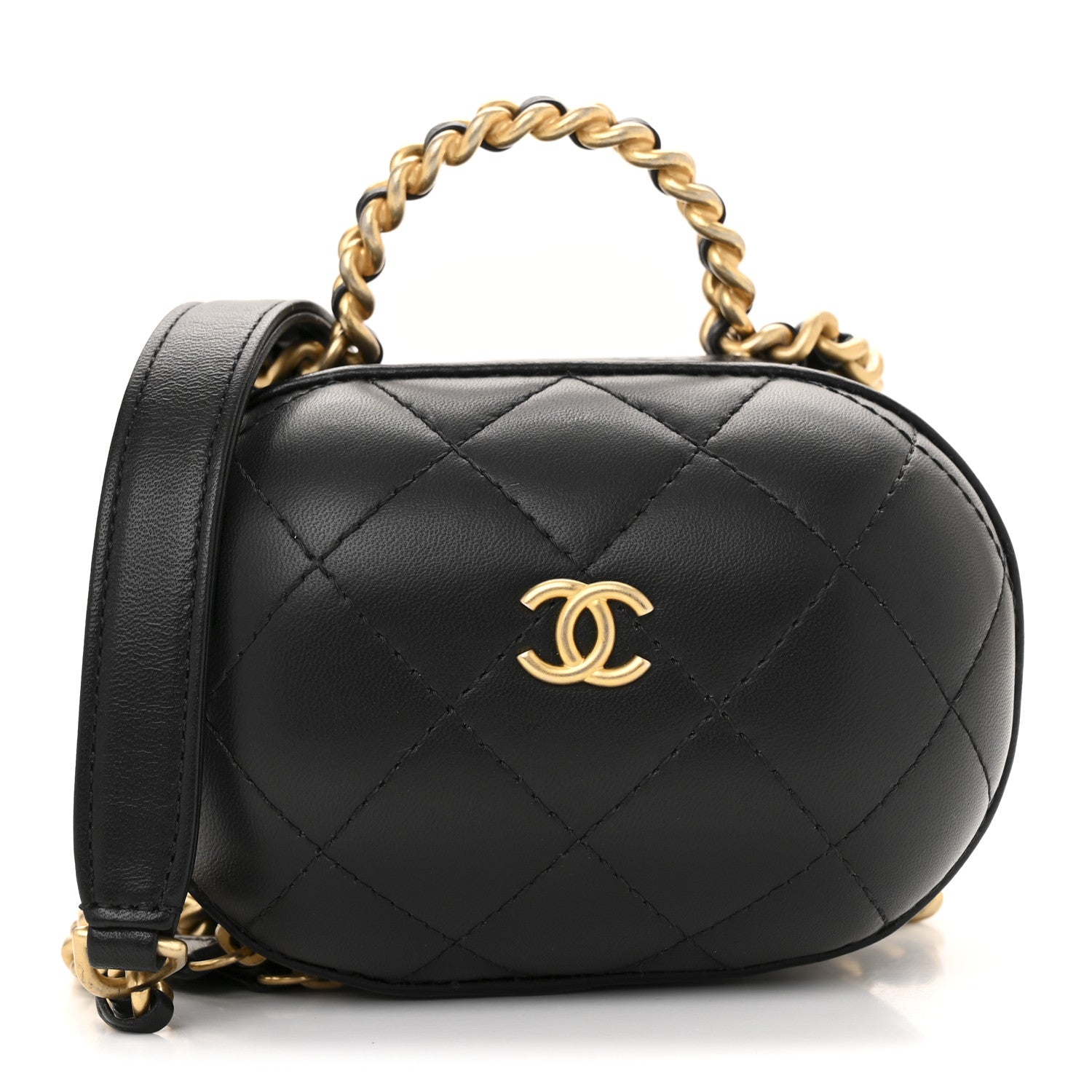 Chanel Lambskin Quilted CC Bubble Vanity Case With Chain Black 1 of 11
