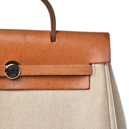 Hermes Toile Vache Calfskin Herbag 30 PM Backpack Natural 14 of 15