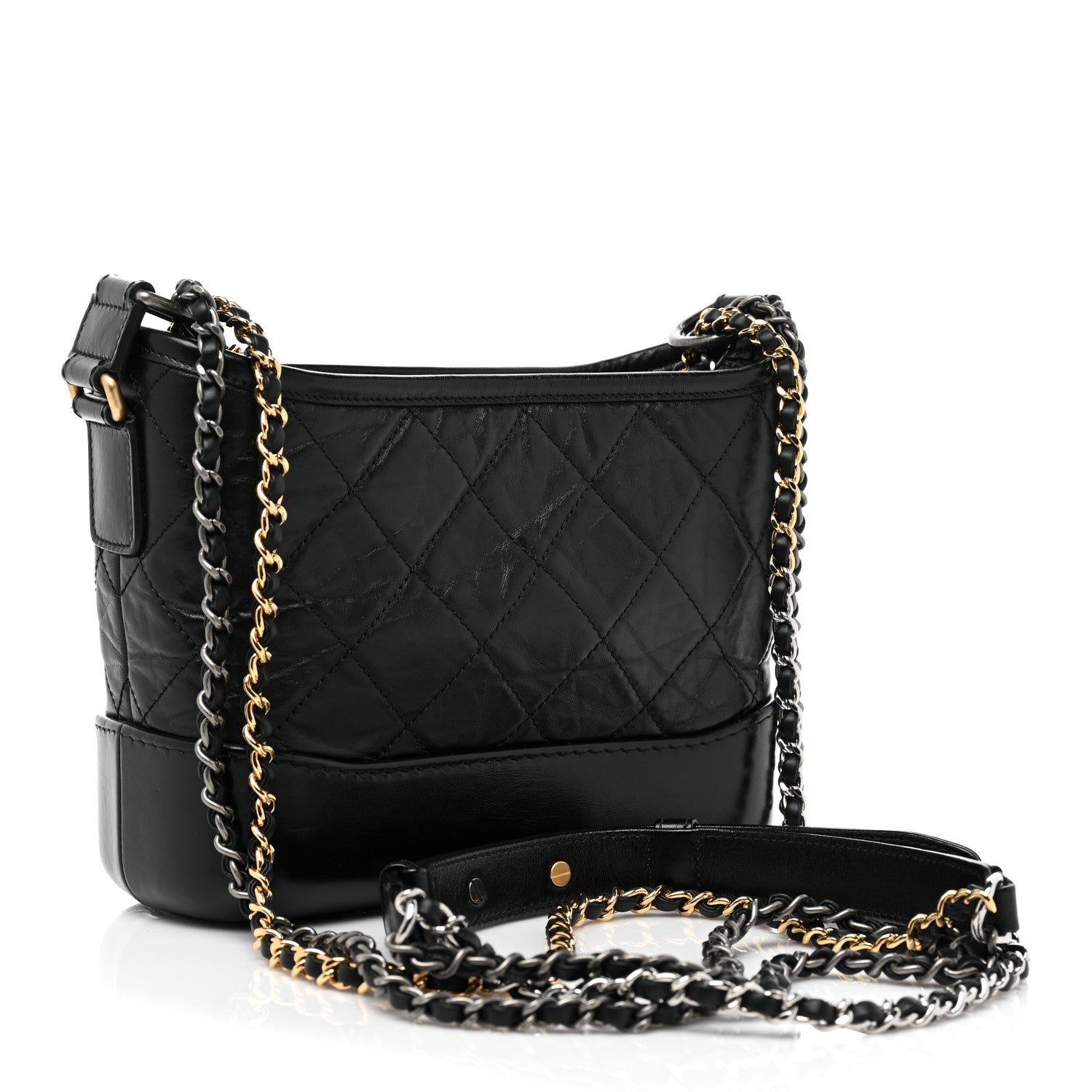 Chanel Aged Calfskin Quilted Small Gabrielle Hobo Black 3 of 8
