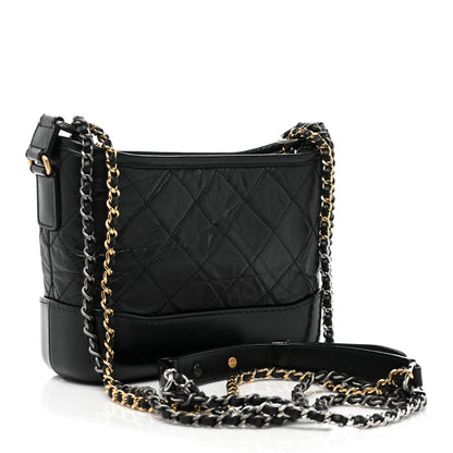 Chanel Aged Calfskin Quilted Small Gabrielle Hobo Black 3 of 8