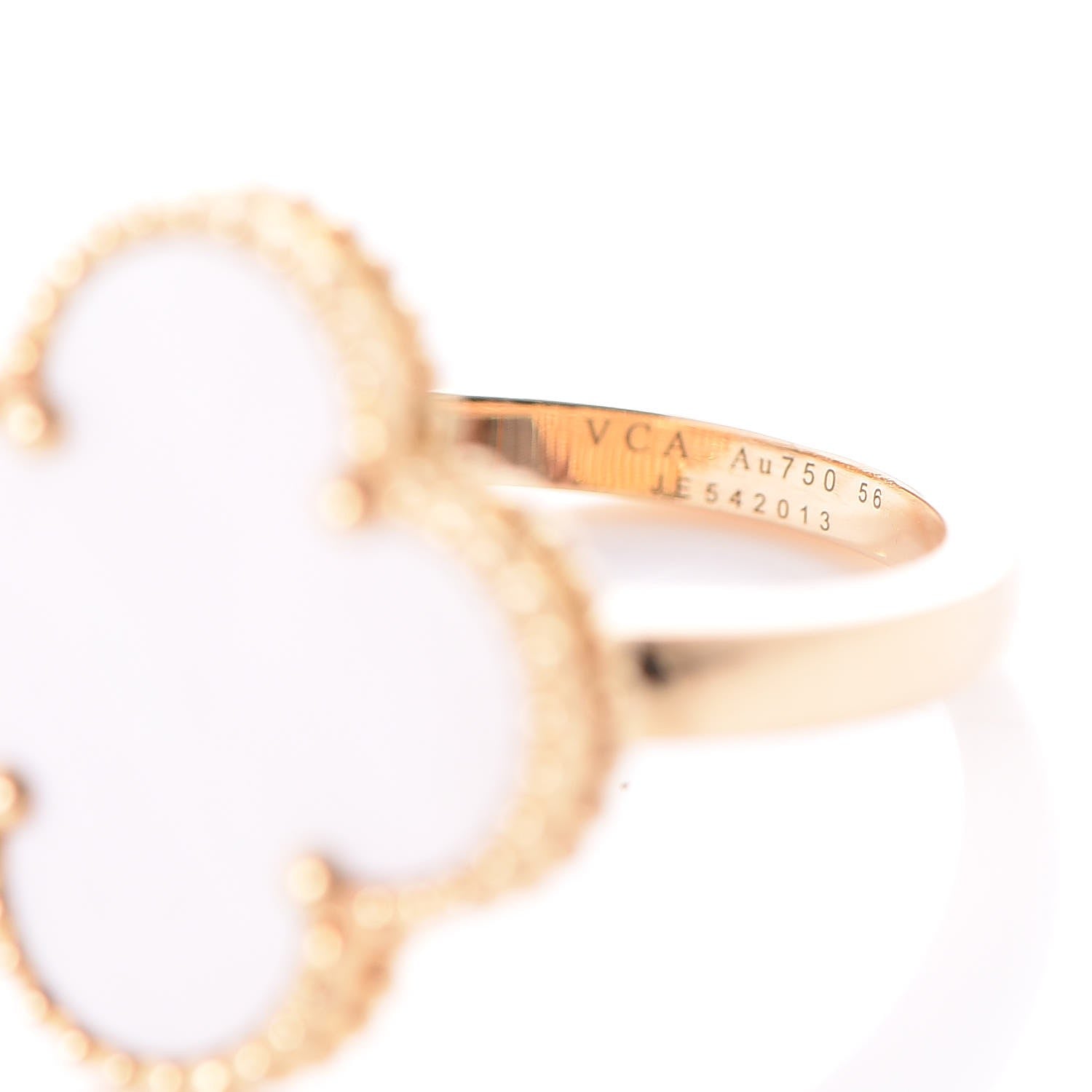 Van Cleef & Arpels 18K Yellow Gold Mother of Pearl Magic Alhambra Ring 56 7.75 4 of 5