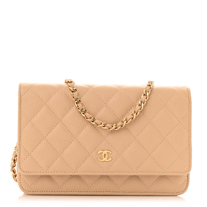 Chanel Caviar Quilted Wallet on Chain WOC Beige 1 of 15