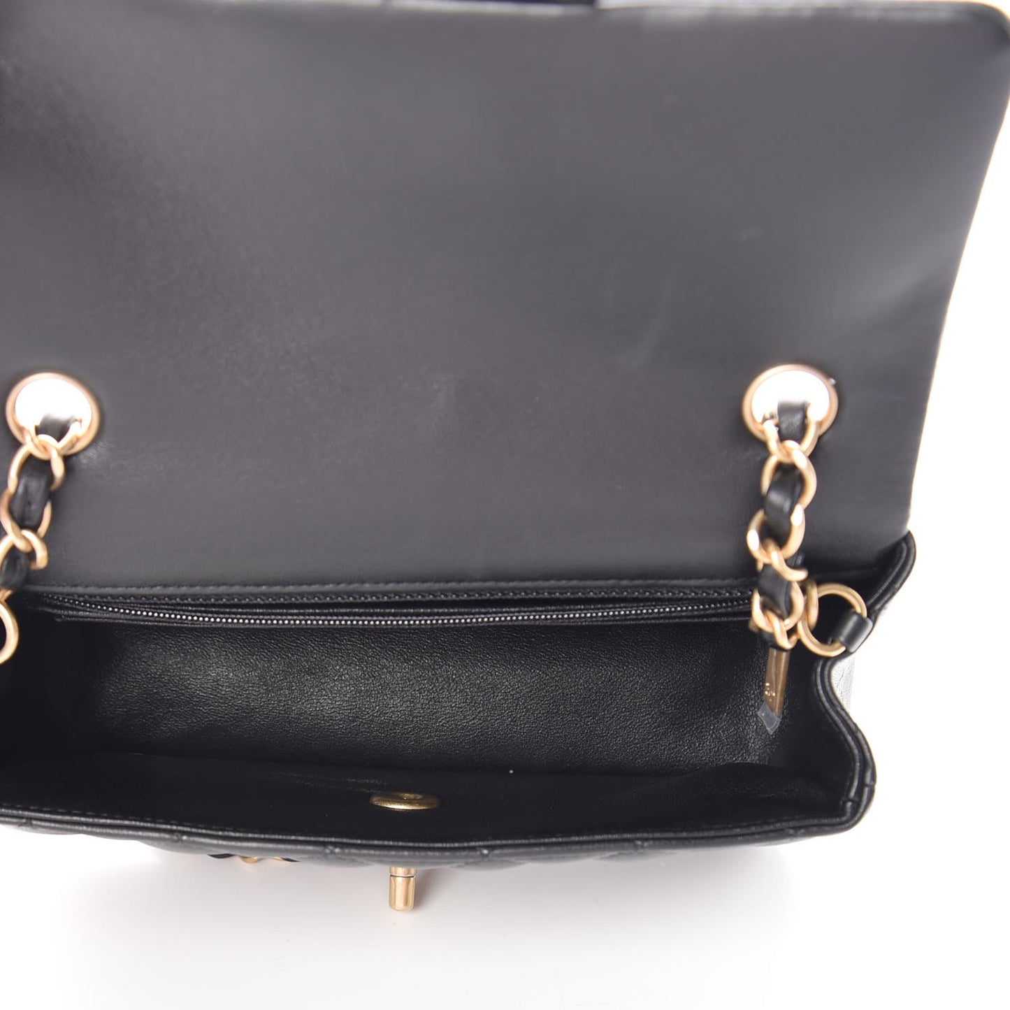 Lambskin Quilted Mini Rectangular Flap Black