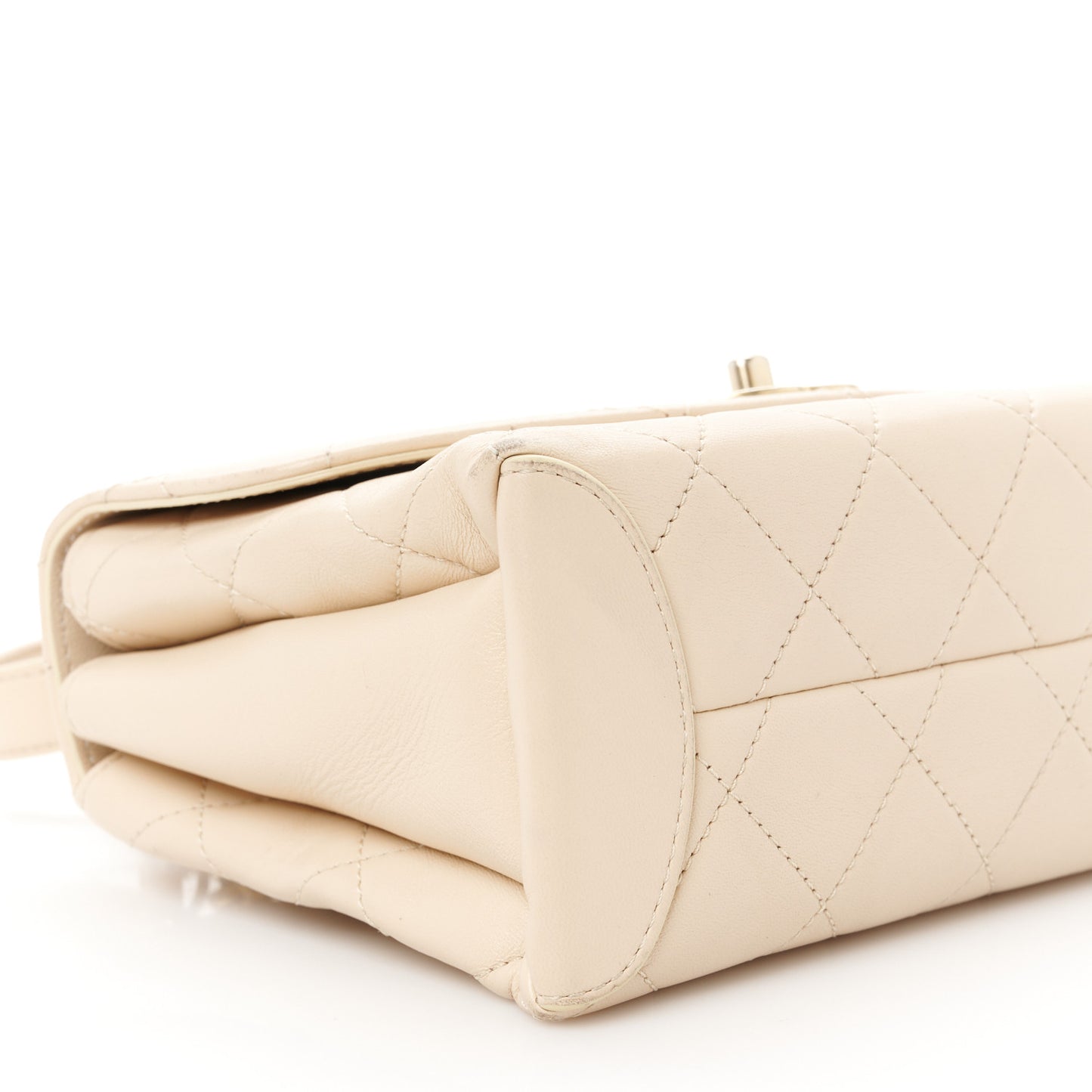 Lambskin Quilted Trendy Spirit Top Handle Bag Beige