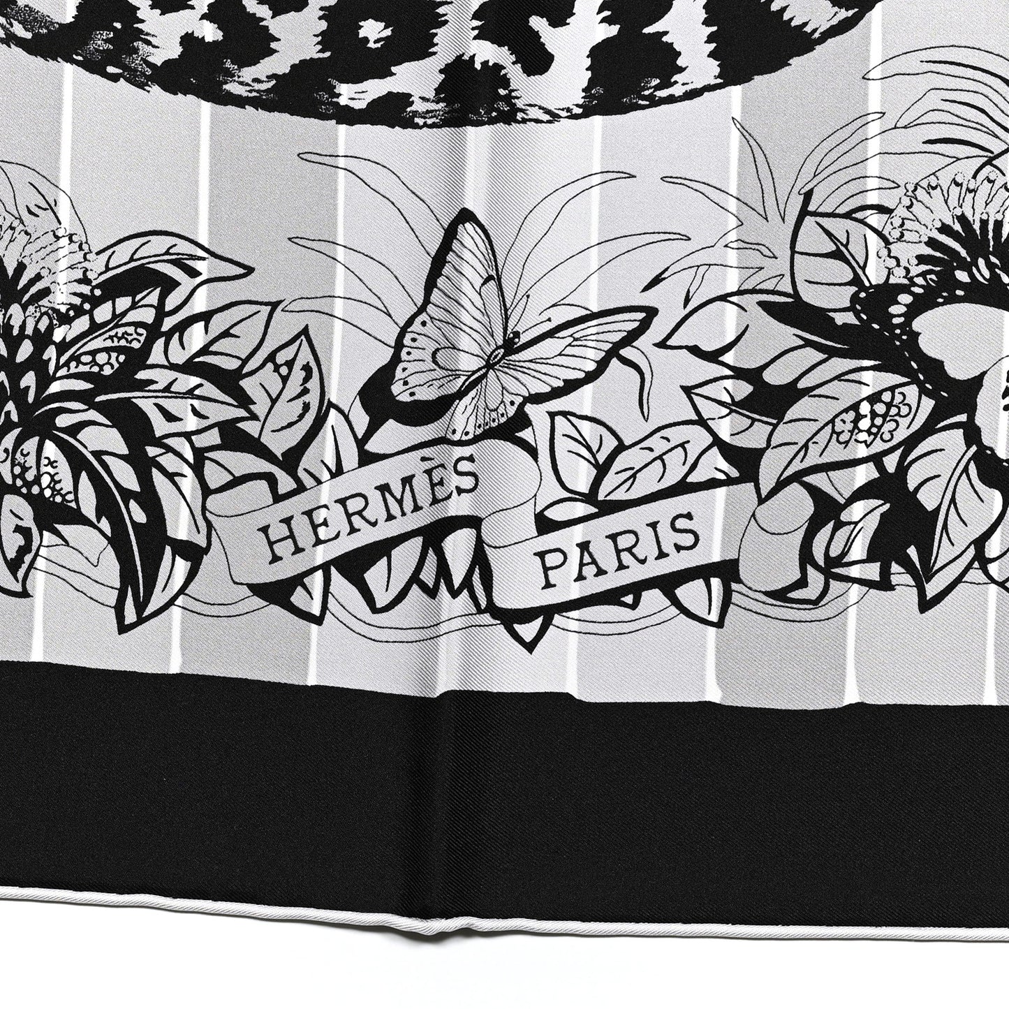 Silk Jungle Love Rainbow Scarf 90 Black Gris White
