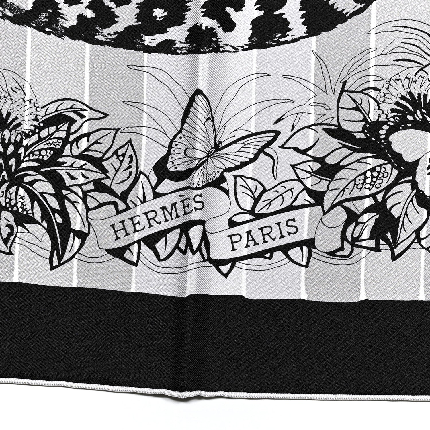 Hermes Silk Jungle Love Rainbow Scarf 90 Black Gris White 2 of 5