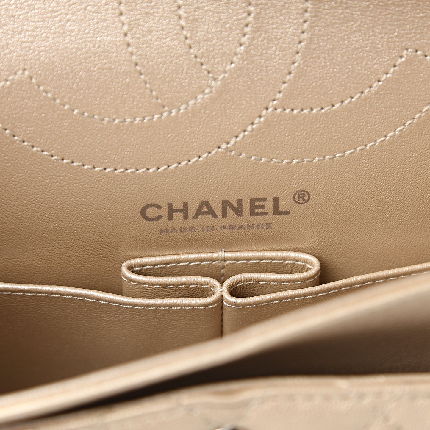 Metallic Sheepskin Quilted 2.55 Reissue 225 Flap Beige