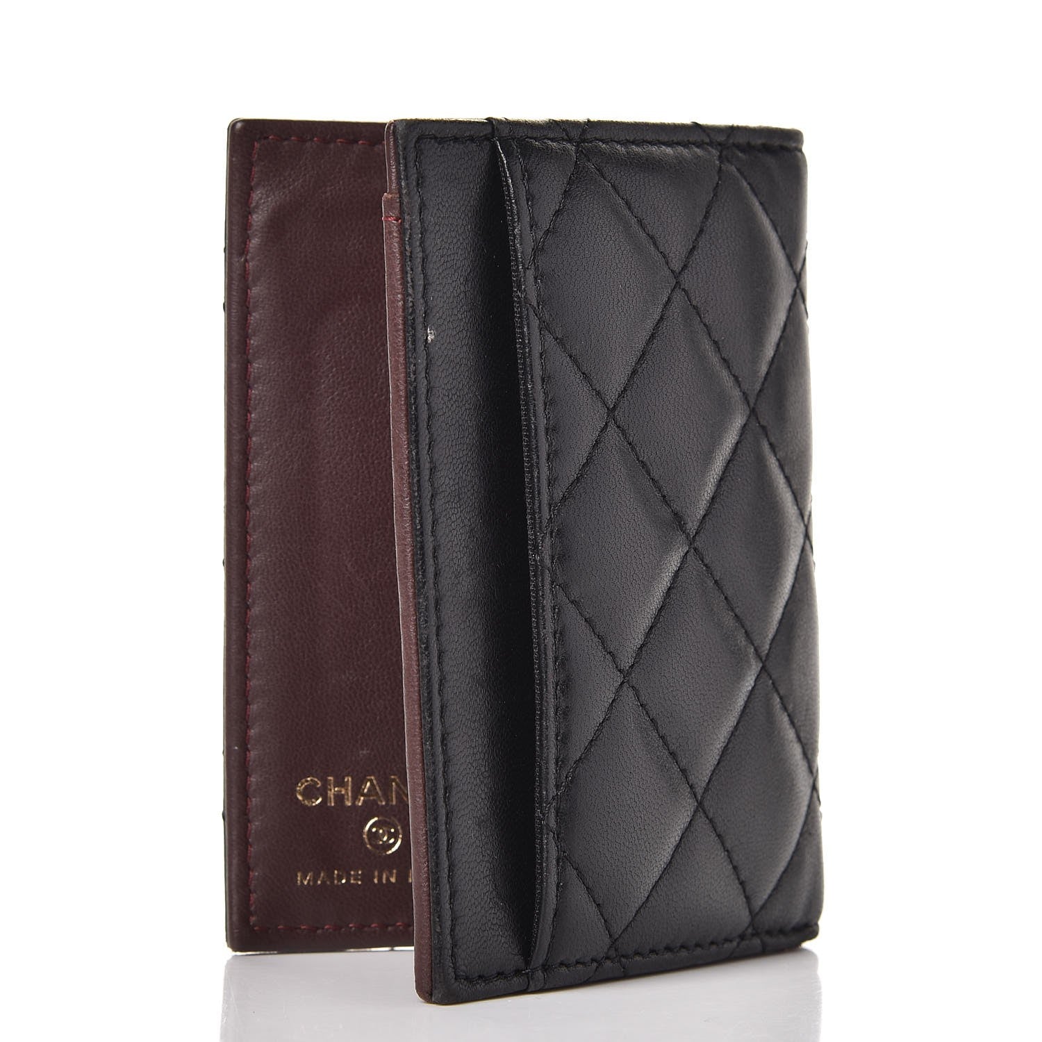 Chanel Lambskin Quilted Card Holder Wallet Black 3 of 9