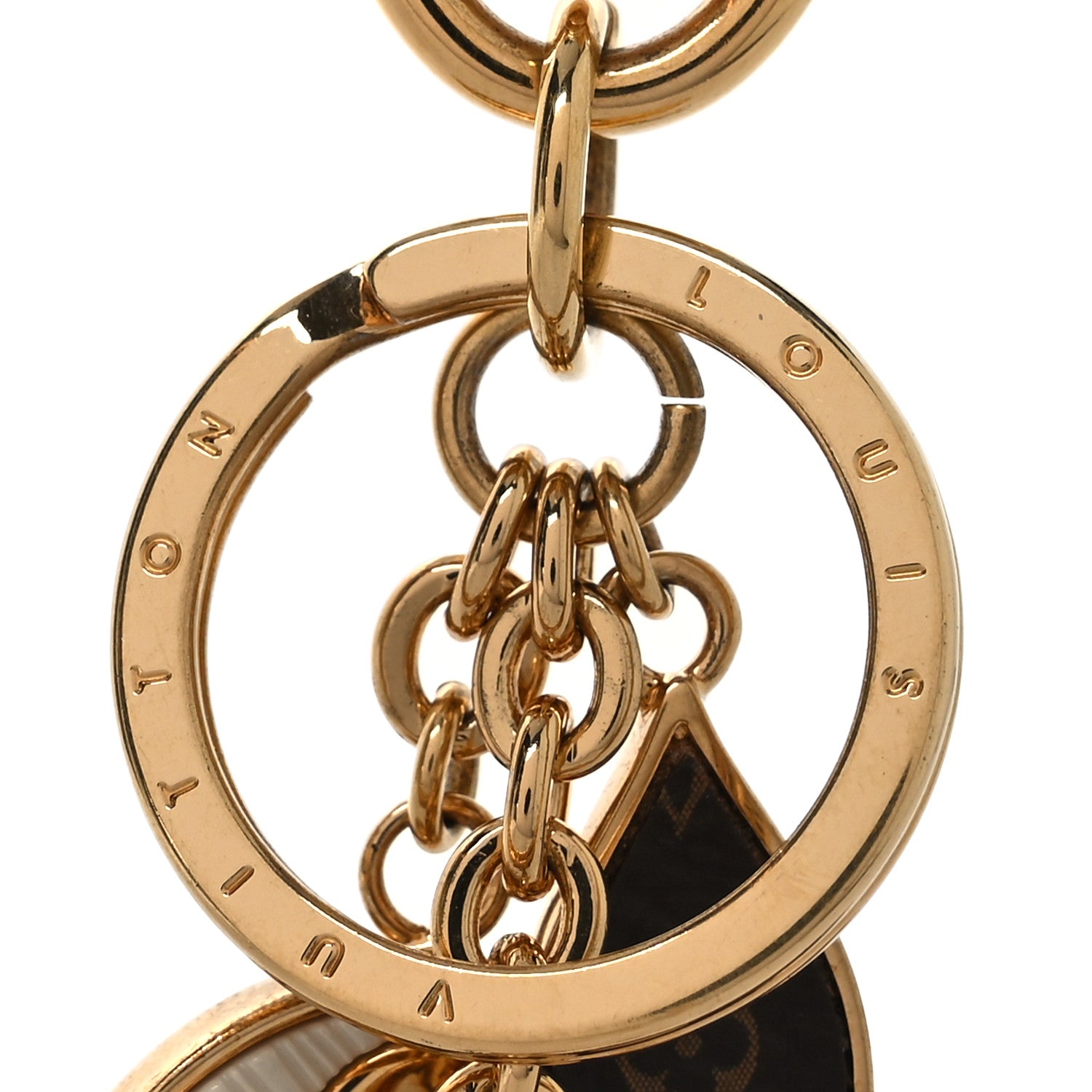 Louis Vuitton Metal Monogram Epi Spring Street Bag Charm Key Holder Gold 3 of 4