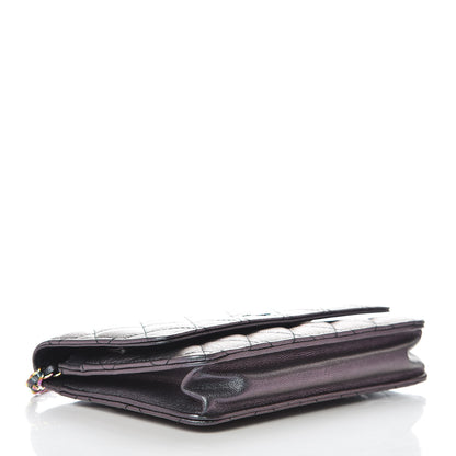 Chanel Iridescent Goatskin Quilted Wallet On Chain WOC Purple 4 of 13