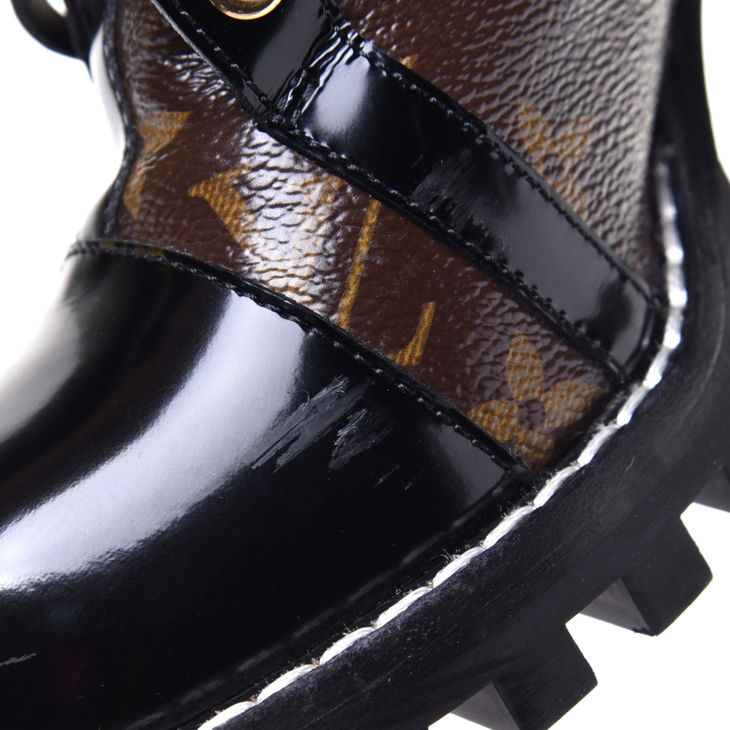 Patent Calfskin Monogram Star Trail Ankle Boots 40 Black