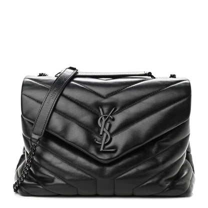Saint Laurent Calfskin Y Quilted Monogram Small Loulou Chain Satchel Black 1 of 12